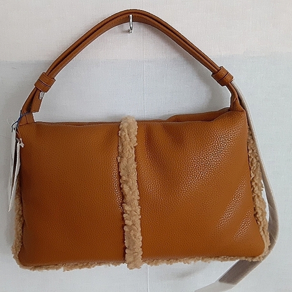 Simon Miller Puffin Faux Shearling Shoulder Bag Caramel New - Picture 1 of 6